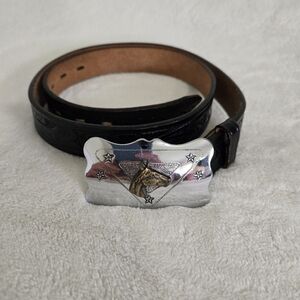 Leather Belt Women's Size Medium Dark Brown USA Equestrian Western Cowgirl